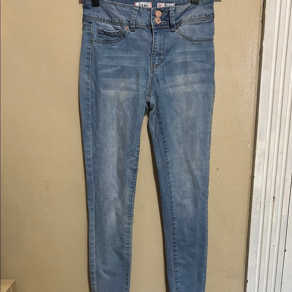 YMI Blue Skinny Jeans with Stretch and Mid-Rise Fit